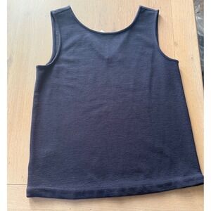 Ann Taylor Navy Blue Textured V-Neck Sleeveless Tank Top shell Womens Size M